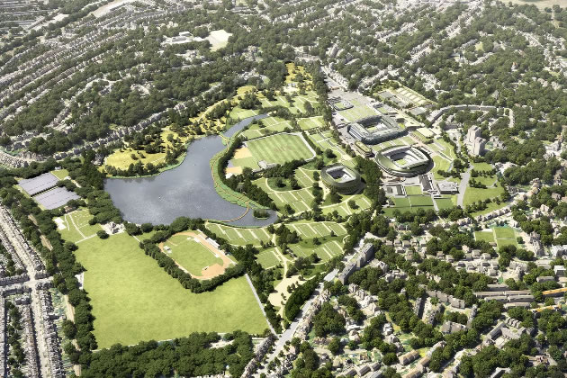 An aerial view facing south of the proposed facilities. Picture: AELTC