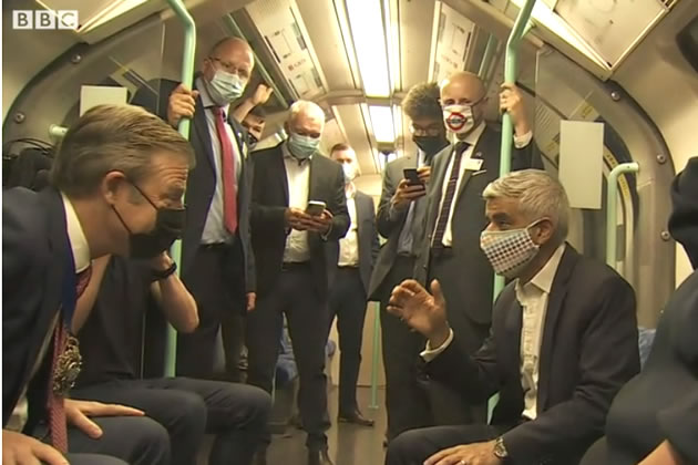 Sadiq Khan travelling on the tube recently